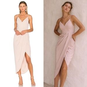 NWT Shona Joy Cocktail Draped Midi Dress in Ballet - 4